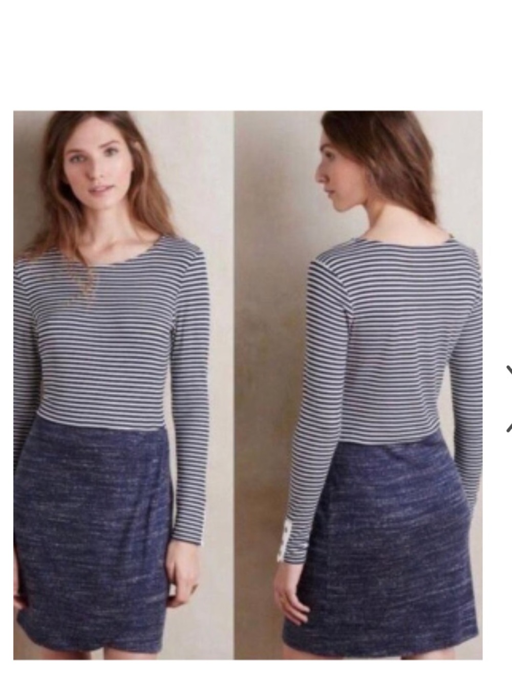 Dolan Anthropologie Navy and White Striped dress